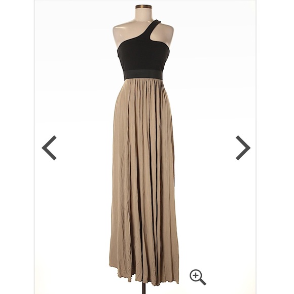 VENUS Dresses & Skirts - VENUS One-Shoulder Maxi Dress in Black and Taupe